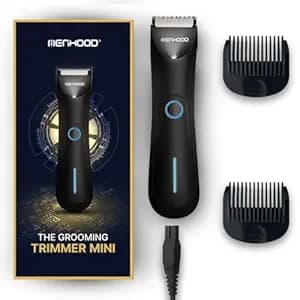 MENHOOD Trimmer Mini Waterproof Private Part Pubic Hair Body Ball Groin Trimmer for Men Compact LED Spotlight Ceramic Blade IPX6 USB Rechargeable 90 Min Runtime