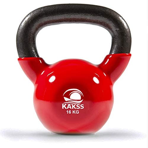 Kakss Vinyl half coating Kettle Bell for Gym & Workout (16 KG (Red))(PROUDLY MADE IN INDIA)