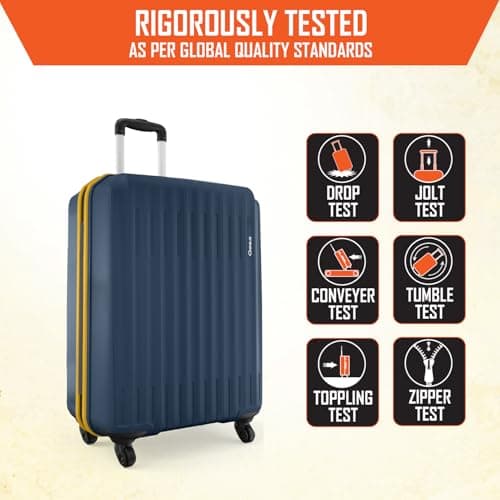 Safari Cabin Genius Alley 55cm Trolley Bag Hard Case Polypropylene, 4 Spinner Wheels, 360 Degree Wheeling Carry on Luggage, Travel Bag, Suitcase for Travel, Trolley Bags for Travel, Navy 5