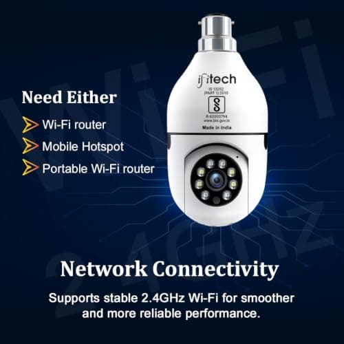 IFITech FTY HD Smart Wi-Fi CCTV Home Security Camera | Indoor 360° Smart CCTV Camera | Bulb Camera | 256GB SD Card Support (Not Included) | Perfect for Home, Office Monitoring 3