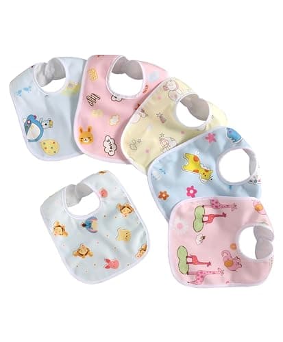 First Kick Fastdry Bibs - 6pcs Baby Bibs for 6 to 12 Months new Born Baby 0 to 6 Months Water Resistant Bibs Soft Cotton bib Infant Apron