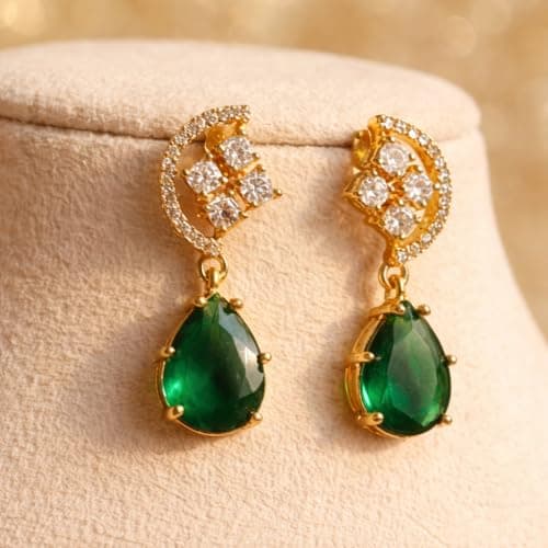 Dvina Glow Multicolor Teardrop Necklace Set for Women | Gold Plated American Diamond Jewelry Set with Earrings | Bridal Wedding & Occasion Wear Jewellery | Festive Traditional Designer Necklace 5