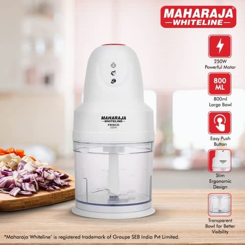 Maharaja Whiteline Frisco 800Ml Electric Chopper, 250W- Ec-102 (White), 2 Year Warranty - 250 Watts 2