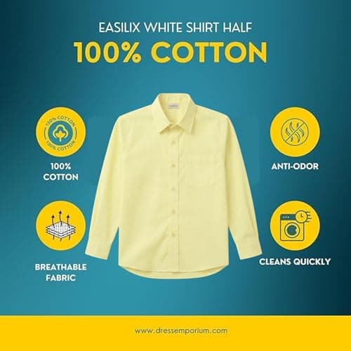 EASILIX Shirt Full Sleeve | Unisex | School Uniform (in, Age, 7 Years, 8 Years, Yellow) 3