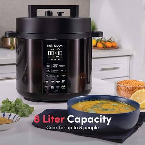 Nutricook Stainless Steel Smart Pot 2 8QT (7.7 Litre),1200W 9-in-1 Instant Programmable Electric Pressure Cooker, Slow Cooker, Rice Cooker, Steamer, Sauté Pot, Sous Vide, Smart Lid, 2-Year Warranty 5