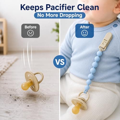 Artibetter Silicone Pacifier Clip Chain Set (2 Pcs) | BPA-Free Safe Baby Soother Holder with Strong Clip | Anti-Drop Pacifier Strap for Infants & Toddlers | Travel-Friendly Baby Accessory 3