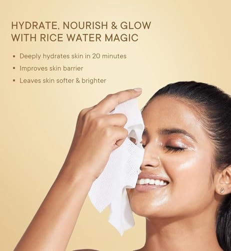 SOLDTRUE Rice Water Face Sheet Mask | Intense Hydration & Skin Soothing | Nourishing, Moisturizing, Paraben-Free Korean Beauty Mask for Healthy Glow & All Skin Types, 25g 4