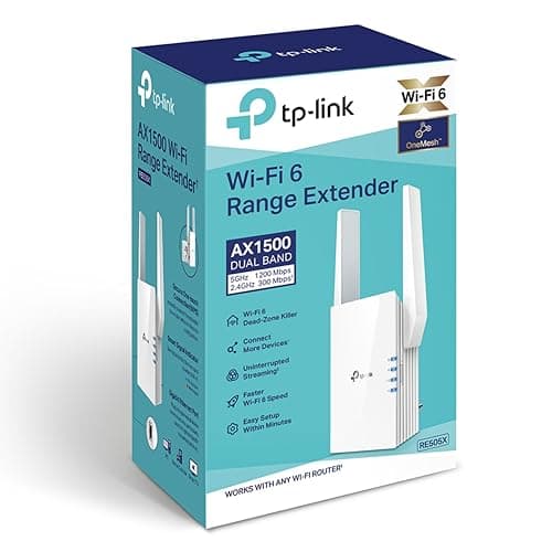 TP-Link AX1500 Wi-Fi 6 Range Extender, Up to 1500 Mbps Speed, Next-Gen Dual Band WiFi Booster, Wireless Repeater with Gigabit Port, 2 External Antennas, Easy Set-Up (RE505X) 4