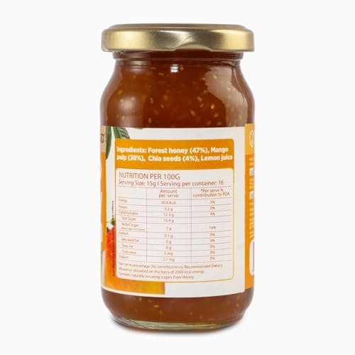 Conscious Food Mango Honey Jam | 250g | Sugar-Free | No Preservatives or Artificial Colours | With Forest Honey & Chia Seeds 3