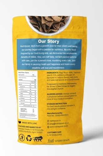 Nutrispoon Ragi Chips Baked Supergrain Superfood Masala Flavour - Palm Oil Free | Flavored Chips | High Protein, Healthy, Gluten-Free | Crunchy Snacks-40 Gram 2