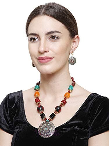 YouBella Gifts Stylish Latest Traditional Afghani Tribal Beads Multicolor Jwell Necklace Jewellery Set with Earrings for Girls and Women 2