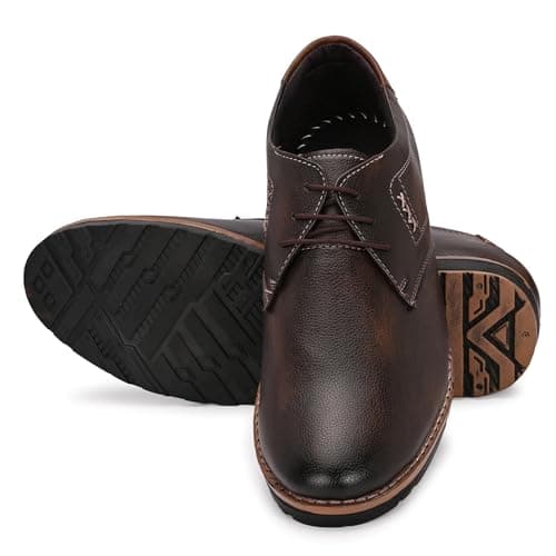 Snoopers Men's Stylish Lace-Up Winter Shoes | Formal & Smart Casual Wear Derby Shoes for Office, Party & Casual Wear | Comfortable Soft Cushioned Lining & Flexible TPR Anti-Slip Sole Brown 4