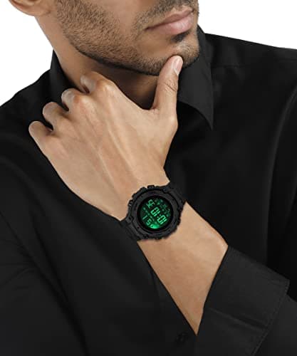 Shocknshop Digital Sports Rubber Stylish Multifunctional Electronic LED Black Dial and Band Wrist Watch for Men Boys -WCH78 (Black) 3