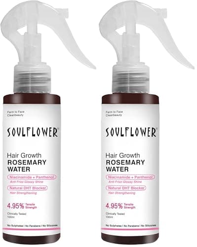 Soulflower Rosemary Water spray with mint| For Hair growth, Hair fall control, Scalp health, Hair damage protection, Anti frizz| Rosemary, Niacinamide & peppermint Oil | Men & Women | 100ml