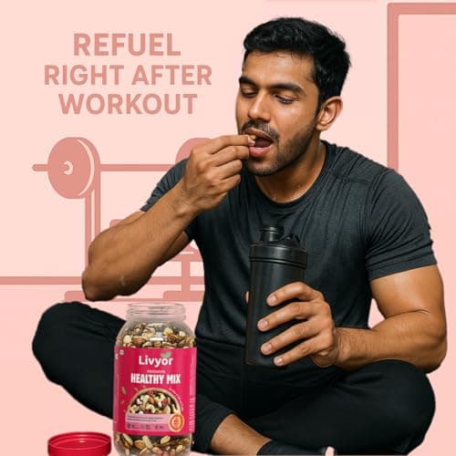 LIVYOR Healthy Mix Nuts, Seeds And Berries Combo Pack - 1Kg| Mix Dry Fruits| Trail Mix| Cashews & Almonds| Black Raisins| Pumpkin| Sunflower & Flax| Cranberries| Cherries & Dried Amla| (Pack Of 1) 4