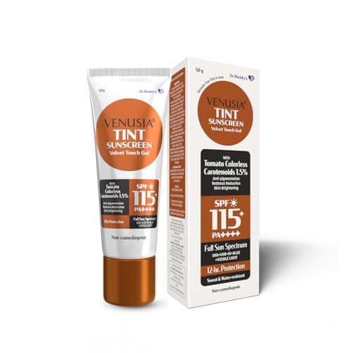 VENUSIA Dr. Reddy's Sun Tint SPF 115|India's First Sunscreen with the Highest SPF|Matte-finish|Full Spectrum 12-Hour Protection|Reduces Pigmentation|Zero White Cast|Hypoallergenic and Paraben-free|50g