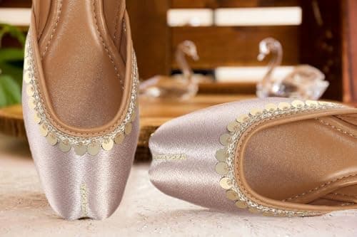 CatBird Women's Pink Lace Work Ethnic Shoes Traditional Mojari Punjabi Jutti 6 UK 6