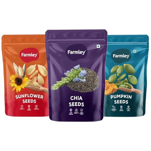 Farmley Edible Seeds Combo 600 g | Chia Seed + Sunflower Seed + Pumpkin Seed I Superfood Mix for Healthy Eating | Rich in Protein & Fiber (200g each)