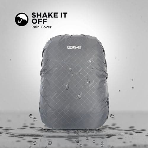American Tourister Acton | 30L Backpack | 17" Laptop Bag | 3.5 Compartments | College & Office Backpack for Men and Women | Rain Cover Included | Grey | 1 Year Global Warranty 5