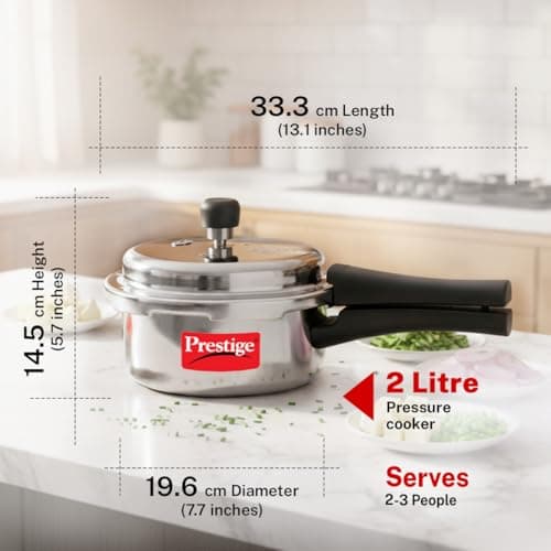 Prestige 2 Litre Aluminium Popular Outerlid Pressure Cooker | Virgin Aluminium| Gas Compatible|Controlled Gasket Release System|5 years warranty|ISI Certified 3