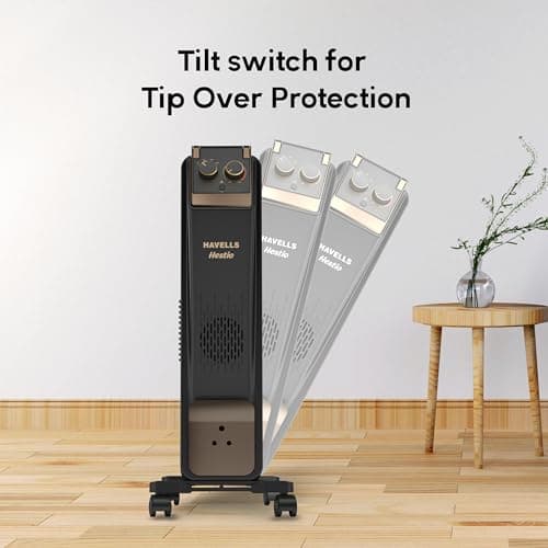 Havells 11 Fin Oil Filled Room Heater (OFR) | Advanced New U-Tech Fast Heating Fins with 10-Year Warranty | 2900W | ISI Approved | PTC Fan Heater | Inclined Control Panel | Black 5