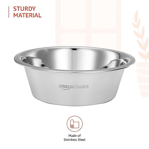 Amazon Basics Adjustable Double Diner for Food and Water for Dog & Cat | 1500 Ml x 2| with H-Base and Two Removable Stainless Steel Bowls | LxWxH - 44.9 Cm X 26.5 Cm X 42.5 Cm, Medium, Small 2