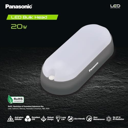 Panasonic 20W LED Bulkhead, IP54 Outdoor Waterproof Bulk Head for Garden Light (6500 Cool White-PK2) 3