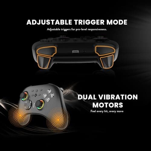 Cosmic Byte Stellaris Controller, 3 Modes Wifi + Bluetooth + Wired for PC, iOS, Android, Hall Effect Trigger and Upgraded TMR Joystick, Macros, 1000mAh Battery, RGB LED, Software Support (Black) 5