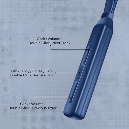 SIGNATIZE Neckband Bluetooth Earphones with 10mm Drivers,Above 20 Hours Playtime, Type C Fast Charging, Neckband Earphones with Voice Assistant-Blue 5