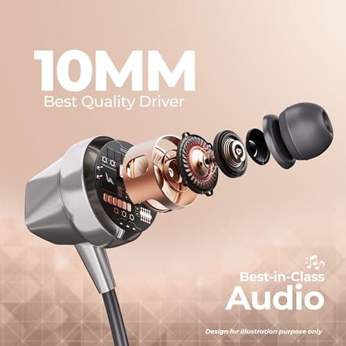 UBON U6 Series Wireless 30 Hrs Playback, Dual Pair, Fast Charge, Magnetic Buds, Bluetooth Neckband with Mic (Black) 4