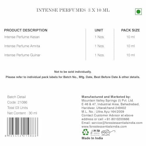 Forest Essentials Intense Perfume Selection Box | Eau De Parfum (EDP) Gift Set | Natural Fragrances for Women | Premium Perfume Gift Set 4