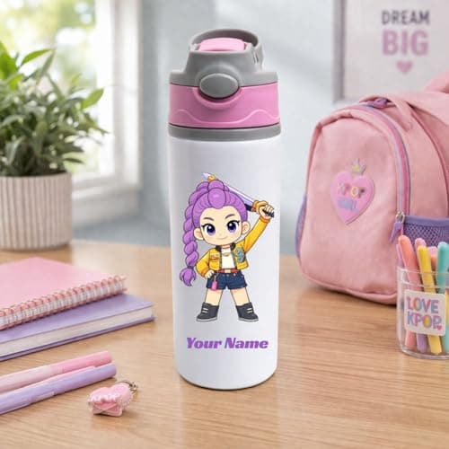 Half Engineer Gifts - HE Personalized KPOP Printed Aluminium Sipper Bottle 600ml for Kids | Custom Name School Water Bottle | Birthday Return Gifts | Gift for Brother, Sister, Friends|Customised Gift 4
