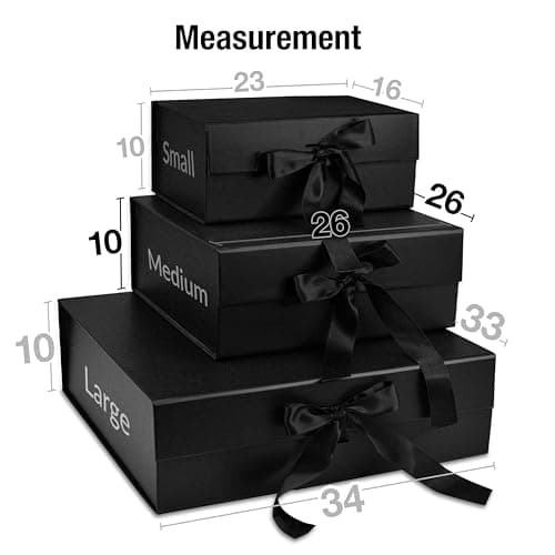RBS® - MEDIUM Black Gift Box Empty (26 X 26 X 10Cm) Gift Boxes for Packaging (1 Pack) Box for Gift Packing Multipurpose Hampers Boxes Hold to 8 Kg Occasion Rigid Box for Packing (Medium Black) 5
