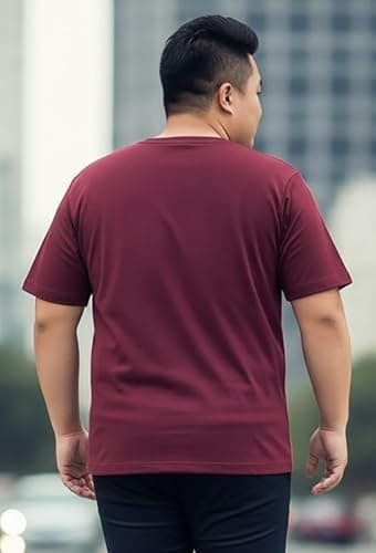 Khakey Men's Maroon Round Neck Half Sleeve Printed Cotton Plus Size T-Shirt | Tshirt for Men 3XL | Believe 3