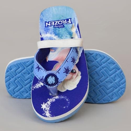 Kidsville Official Frozen Elsa Printed Blue Kids Girls Flip-Flop | Soft, Non-Slip, Indoor, Outdoor, House Slipper, Comfortable & Durable Footwear for Children 5
