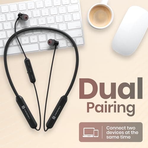 Portronics Harmonics Y2 in Ear Bluetooth Neckband with Upto 70 Hours Playtime & in Line HD Mic, Dual Pairing, Gaming/Music Mode, Low Latency, Bluetooth Version 5.4V, Type C Fast Charging(Black) 6