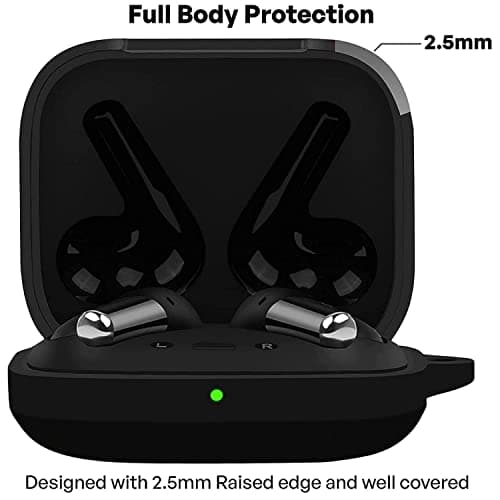 Latali New Silicone Case Compatible with Oneplus Buds 3 (2024) Protective Soft Silicone 360° Full Protection Dust-Proof Shockproof Case Cover with Hook (Cover Only) (Black-Panther) 4