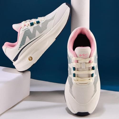 Campus Women's Ciara Running Shoes Off.WHT/Baby.Pink - 7UK/India 2