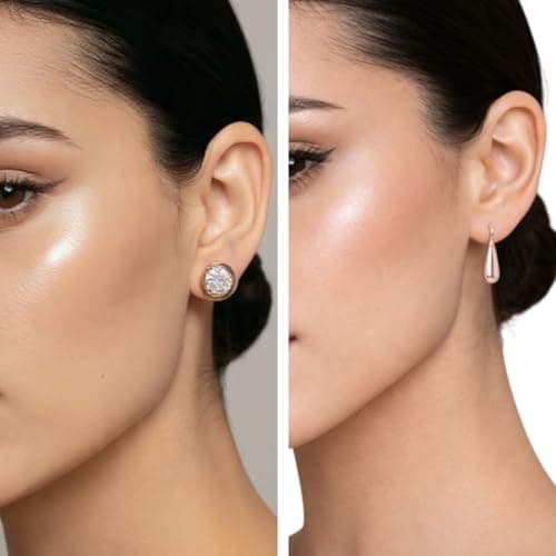 Nilu's Collection Daily Use, Light Weight Stud Earrings| Rose Gold Plated| Perfect for Baby Girls, Office Goers| Combo Earrings Set 2