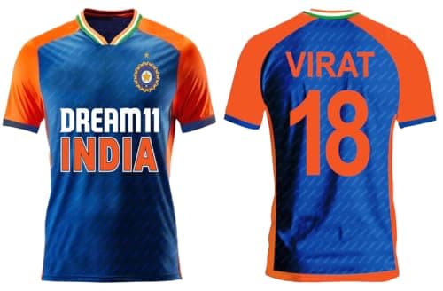 Sports India World Cup Cricket Team T Shirt Jersey for (Kid's, Boy's & Mens) L1276 8049 Virat 18(30, VRT_WT20)