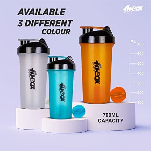 FitBox Sports Supplements Shaker Bottle for Protein, Pre - Post Workout 700ml (Blue) 2