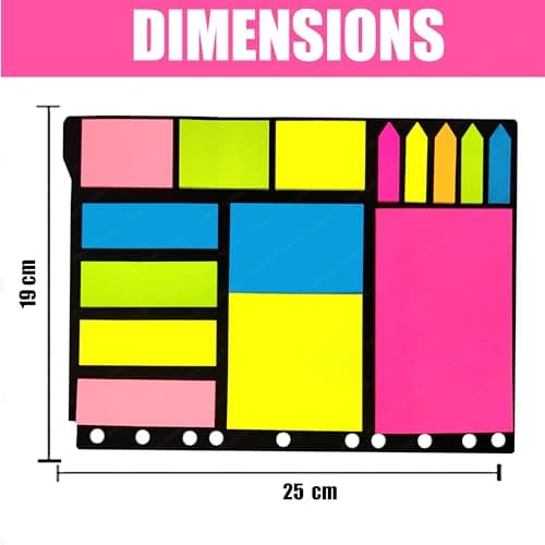 FunBlast Sticky Notes – 375 Sheets Sticky Notes, Stationary Items, Self-Adhesive Memo Pad Bookmark Point It Marker Memo Sticker, Sticky Pad, Stick Notes for Study – 6 Size 5