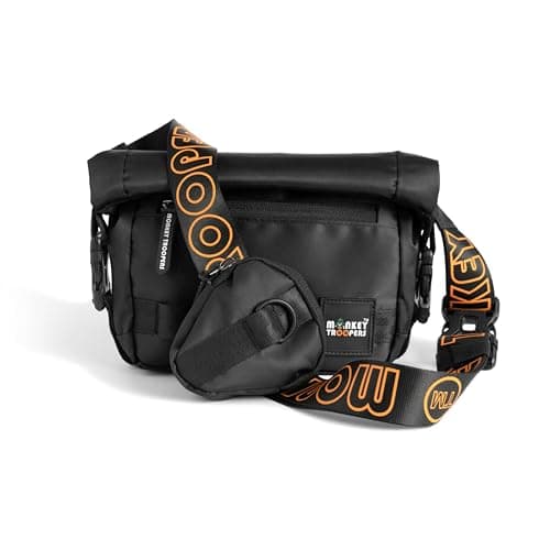 MONKEY TROOPERS Radiant Waist Bags for Men Women- Premium Stitching, Branded Zippers, Water Resistant Pocket, Fanny Pack for Hiking Travel, Lightweight & Tough, Quick-Access Pocket (Black)