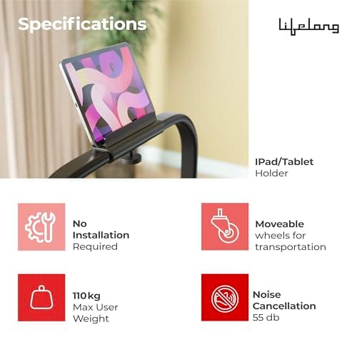 Lifelong FitPro Treadmill | 4 HP Motor | Vibration Plate | LED Display | Foldable Design | Remote Control | 110 Kg Max Weight | 8 Km/h Speed | Anti-Slip Belt | Home Gym Equipment LLTM180 4