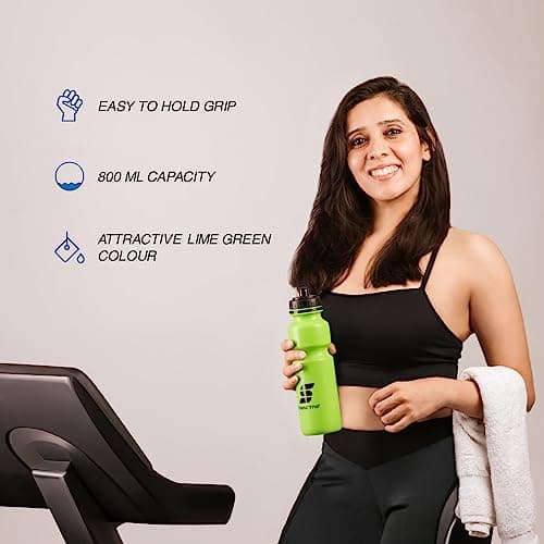 Amazon Brand - Symactive Leakproof Unbreakable Squeezable Sports Sipper Water Bottle with Push/Pull Cap | Anti-Slip Grip | LDPE Material | BPA-Free | 800 ml | Green 3