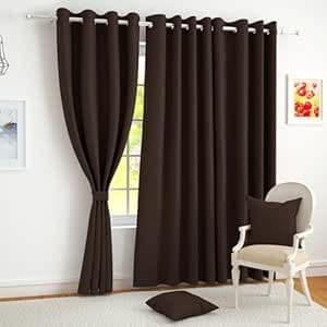 Story@Home 100% True Blackout Window Curtains 5 Feet Long Set of 1 | Solid Print | Room Darkening Curtain | Thermal Insulated Curtains for Living Room | (116 x 152 cm, Dark Brown)