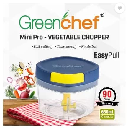 Greenchef Mini Pro Vegetable Chopper 650 ML Capacity with Stainles Steel Two Blades 2