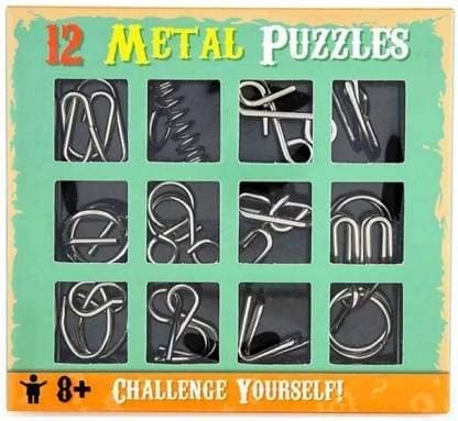 PLUSPOINT Brain Teasers Stainless Steel Metal Wire Puzzle Toys - Assorted Metal Brain Game for Return Gifts, Party Favors, Prizes, Disentanglement Puzzle Unlock Interlock Toys Mental IQ Teaser (12 pc) 3