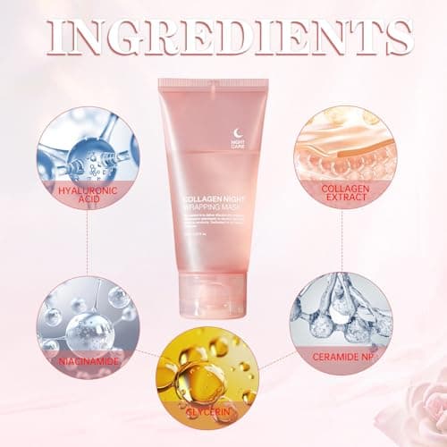 BYKOINE Collagen Night Mask Overnight Peel-Off (Korean Skincare) | Hydration & Elasticity Care for Glowing Skin| Overnight Collagen Face Mask | Peel-Off Wrapping Mask for Firming, Hydration & Radiant  4