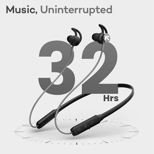 GOBOULT EQCharge Bluetooth Earphones with 32H Playtime, Zen ENC Mic, Dual Device Connectivity, Type C Fast Charging, 14.2mm Bass Driver, Made in India (Jet Black) 3